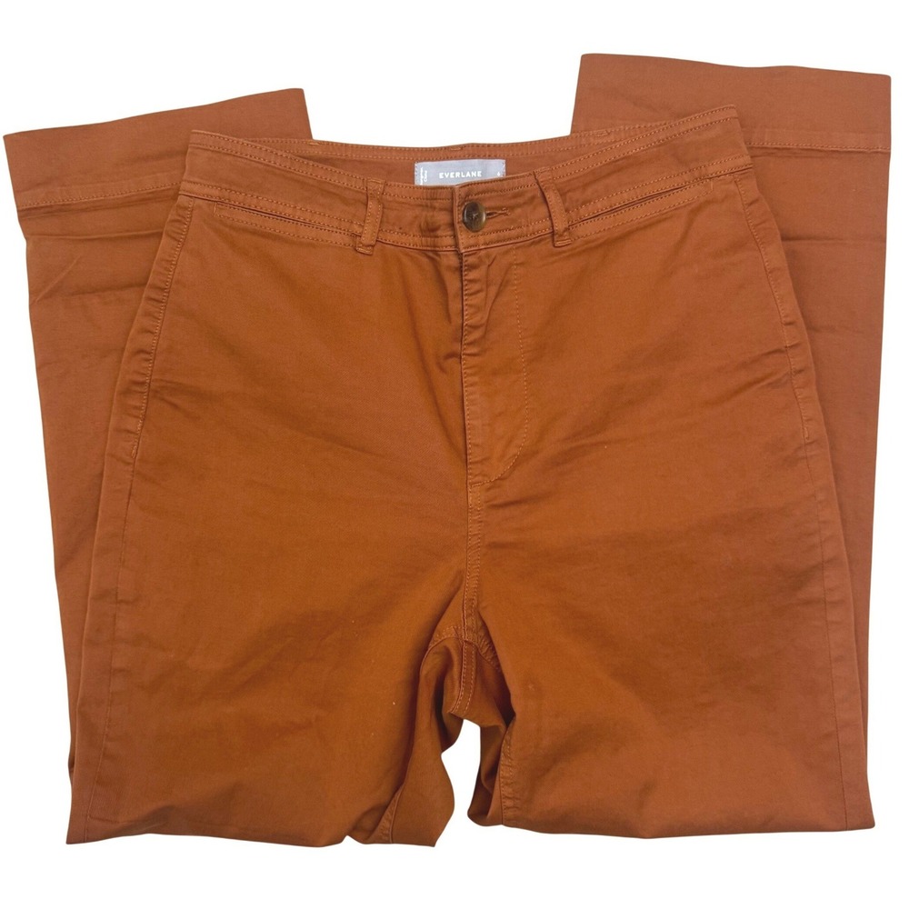 Everlane High Rise Straight Leg Chino Pants 27 inseam Burnt Orange Rust Size 6